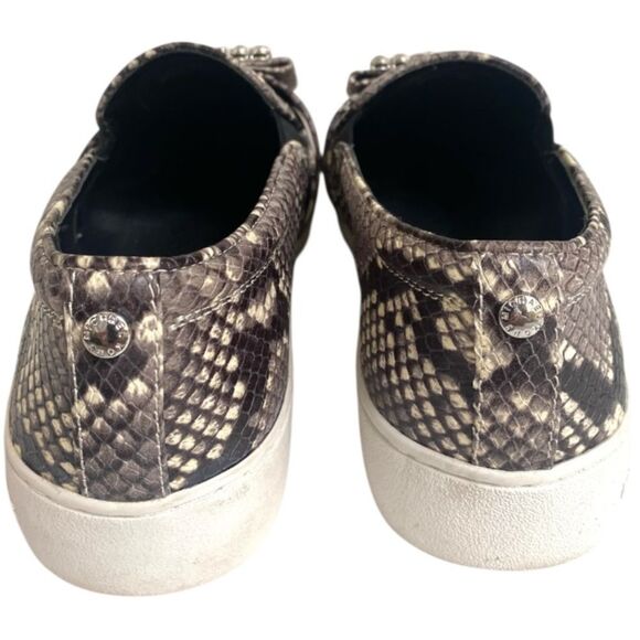 Michael Kors Michael Michelle Slip-On Embellished Snakeskin Sneakers - Natural 8 - Picture 6 of 9